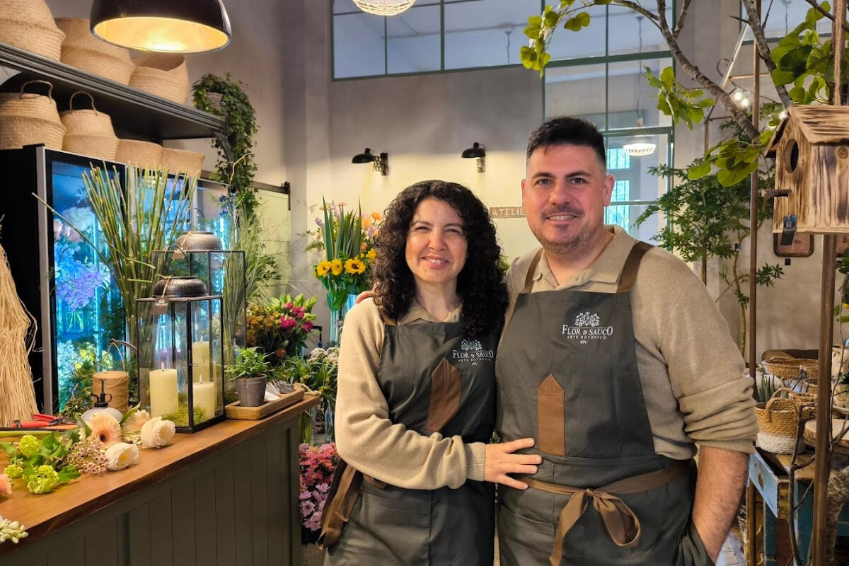 Salva y Pamela Salvador y Pamela, fundadores de Flor de sauco, floristería Ponferrada